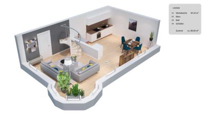 Attraktive 2-Zimmer-Maisonette-Wohnung mit Balkon in Eichendorf