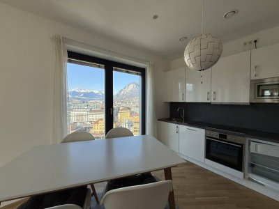 3-Zimmer-Penthouse im 13. Obergeschoss mit Panoramablick über Innsbruck – WG-geeignet (3 Schlafzimmer möglich)
