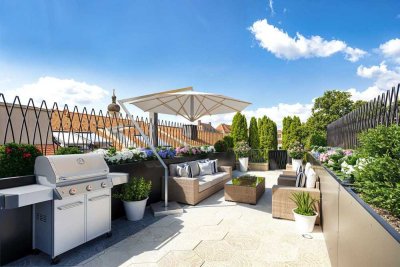 Über den Dächern: 4-Zimmer-Wohnung mit Balkon, 2 Bädern  und 40 m² Rooftop, einzugsbereit