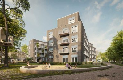 Dreifach besonnte, moderne 4-Zimmer-Genossenschaftswohnung mit Balkon im Neubau aus Holz