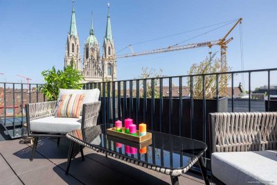 Exklusives Penthouse mit 2 Dachterrassen inkl
Alpenblick, 3 TG, Lift-Landing & Luxus auf ca. 200 m²