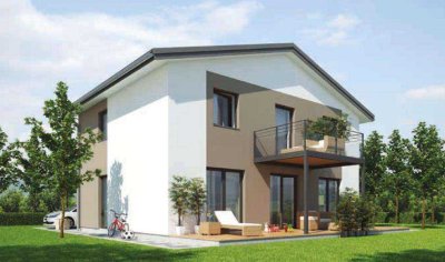 Modernes freistehendes Einfamilienhaus mit Südgarten! Stein auf Stein! Ausbaureserve im Dachgeschoss