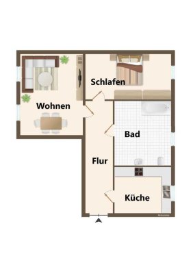 Großzügig geschnittene 2-Zimmer-Wohnung!