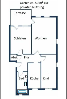 Wohnung mit privaten Garten