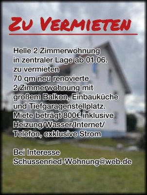 Helle 2-Zimmer-Wohnung mit Einbauküche und Balkon in Bad Schussenried