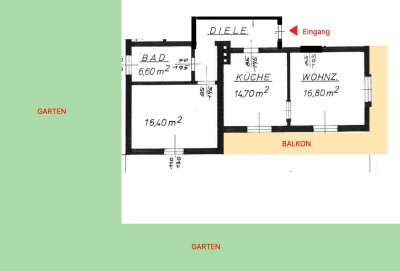 Sonnige 2-Zimmer Wohnung mit Balkon und Garten in Eggersdorf