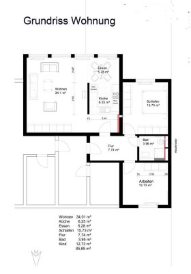 Sanierte, attraktive 3-Zimmer-Wohnung mit Einbauküche  in Karlsruhe