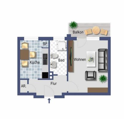 Klein, praktisch und gemütlich :-) 1-Zimmer-Wohnung mit Balkon - als Kapitalanlage - Provisionsfrei