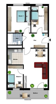 4-Zi.-Wohnung mit Balkon!