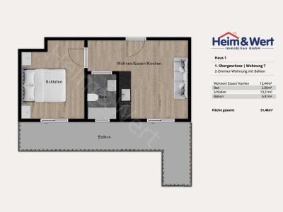 Ruhig gelegene und moderne 2-Zimmer-Wohnung in Bad Herrenalb – Balkon - Einbauküche