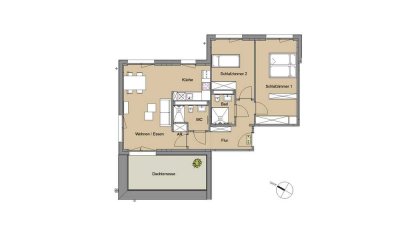 lichtdurchflutete Penthousewohnung mit offener Wohnküche,2 Bädern, Ankleidezimmer und Dachterrasse