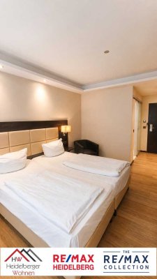 Hotel-Atmosphäre: vollausgestattetes möbliertes ehemaliges Hotelzimmer in Karlsruhe zu vermieten.