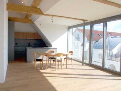 Schlossblick inklusive! ERSTBEZUG – Exklusive 3-Zi.-Whg. mit Sichtgebälk und hochwertiger EBK...