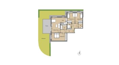 großzügige Neubauwohnung mit Garten, 2 Bädern und einem zusätzlichen Abstellraum