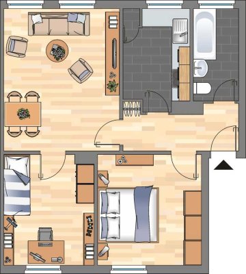 Renovierte 3-ZKB-Wohnung im Jadeviertel zu vermieten!
