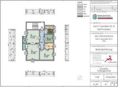 Sanierte 3 ZKB-Wohnung mit Balkon, Karl-Friedrich-Goerdeler-Str. 9, 1 OG Rechts, 56076 Koblenz