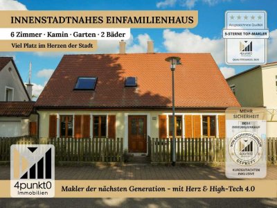 Innenstadtnahes Einfamilienhaus, 6 Zimmer, 2 Bäder, Kamin, Garten.