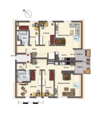 Geschmackvolle 4,5-Raum-EG-Wohnung mit Balkon in Filderstadt