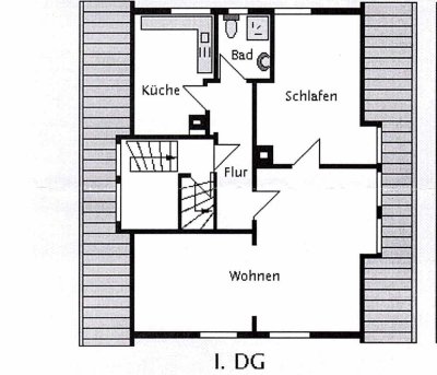 Helle, freundliche 2-Zimmer Dach-Wohnung in ruhiger Lage in 3-Familienhaus in S-Zuffenhausen