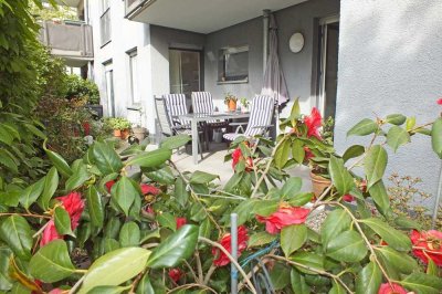 Grüner wohnen mitten in Frankfurt, am Rebstock, mit Terrasse und Garten. Als 4- oder 3-Zi.-Wohnung.