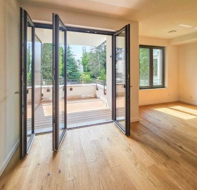 Klimatisierter Neubau mit 2-Zimmern und großem Westbalkon mit TG-Stellplatz zur Miete