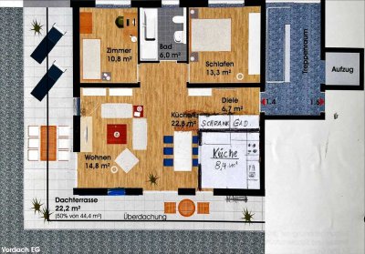 Helle, barrierefreie 3-Zimmer-Wohnung mit großem Balkon und hochwertiger Küche