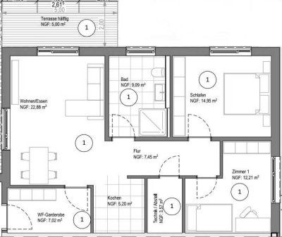 Erstbezug: exklusive 3-Zimmer-Souterrainwohnung mit Terrasse in Karlsbad (Spielberg)