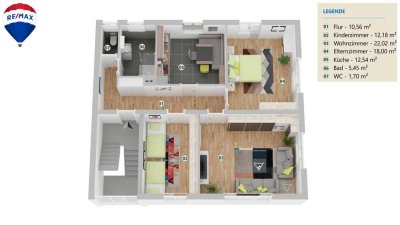RE/MAX: 3-Zi.-Whg. DIREKT BEZUGSFREI! Sehr gepflegte DHH mit 2 x 3-Zi.-Wohnungen in ruhiger Lage