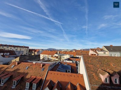 Jakoministraße 17/10 - Teilmöblierte sonnige Maisonette mit einer großzügigen sonnigen Dachterrasse und Carport in zentraler Lage