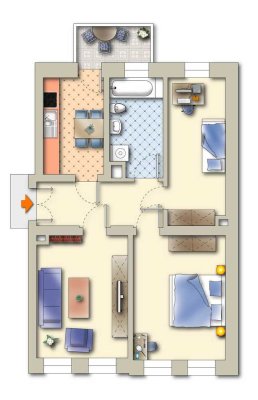 Zentrum Leipzig-Stötteritz zum Sofortbezug + Kapitalanlage+Liebenswerte 3-R.-WE+Balkon+Tageslichtbad