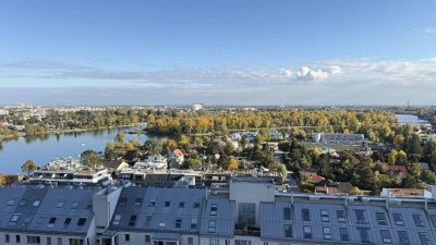 Möblierte 3 Zimmer mit Klima und verglaster Loggia nahe der Alten Donau mit herrlichem Weitblick!