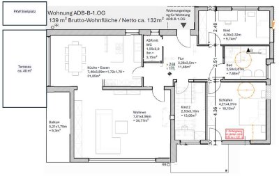 Familienwohnung mit 5-Zimmern und eigener Terrasse