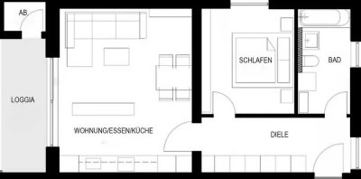 2 Zimmer Wohnung mit Balkon