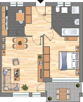 Renovierte 2 ZKB-Erdgeschosswohnung mit Terrasse in tollem Objekt in Heppens zu vermieten!