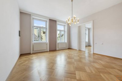 In Bestlage nahe Karmelitermarkt: Zentral begehbare Maisonette-Altbauwohnung in sehr gepflegtem Zustand und freiem Blick