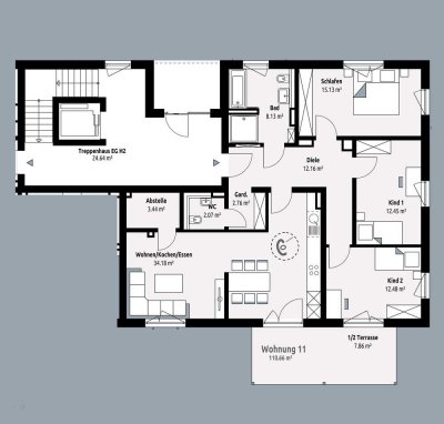 Familientraum - Neubau: 4-Zi-Whg. mit schönem Garten in Bahnhofsnähe! Effizienzhaus 55! Whg.Nr. 11