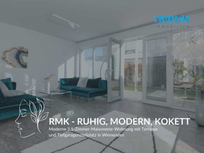 RMK- RUHIG, MODERN, KOKETT - 3,5-Zi.-Maisonette-Wohnung mit Terrasse und TG-Stellplatz in Winnenden