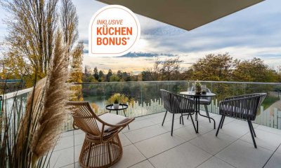 Neubau 4-Zimmer-Wohnung auf ~100 m² mit 2 Bädern und sonnigem Süd-Balkon direkt am See