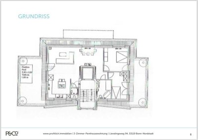 Luxuriöse-Penthouse-Wohnung mit gehobener Innenausstattung und 60qm Dachterasse in Bonn