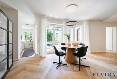 ELVIRA, Harlaching: Designoase im Grünen – 
3-Zimmer-Wohntraum mit Garten, exklusiv saniert
