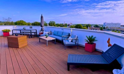 Möbliertes Penthouse mit 360-Grad-Panoramablick, umlaufendem Balkon und privater Dachterrasse!