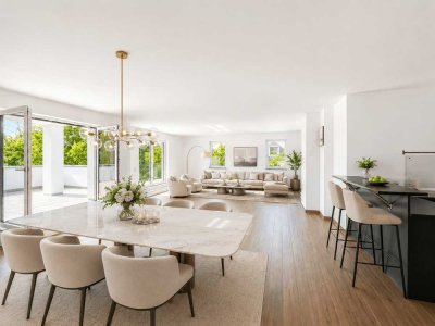 Exklusives, ruhig gelegenes Penthouse mit großer Dachterrasse.