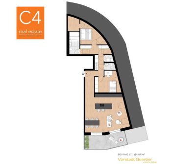 Moderne 3 Zimmer - Wohnung mit offenen Grundrissen und Südwestbalkon (Penthouse)