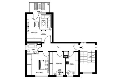 Charmante 2,5-Zimmer-Wohnung, Balkon, Einbauküche