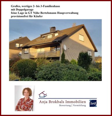 Großes, wertiges 2- bis 3-Familienhaus, Doppelgarage, feine Lage Nähe Bertelsmann, provisionsfrei...