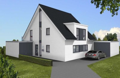 Düsseldorf-Holthausen, ruhige Südlage, weiße Villa als Zweifamilienhaus, großes Grundstück