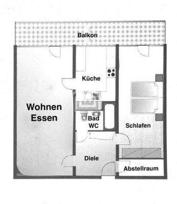 Moderne 2-Zimmer-Wohnung mit großem Balkon und hochwertiger Sanierung