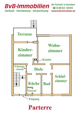 Goch - Erdgesch. mit kl. Garten - 84 m² - 3 Z-KDB Terrasse - Kleve - Kevelaer - Niederrhein - Weeze