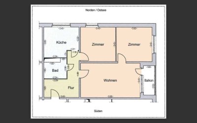 Provisionsfreie, vermietete 3 Zimmerwohnung in Rostock Lichtenhagen zu verkaufen.