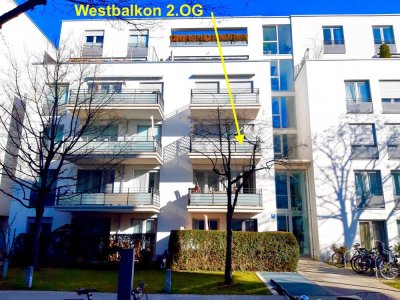 Neuhausen, moderne 2 Zi.-Whg. in exklusivem Bauhaus-Ensemble, im  Arnulfpark
